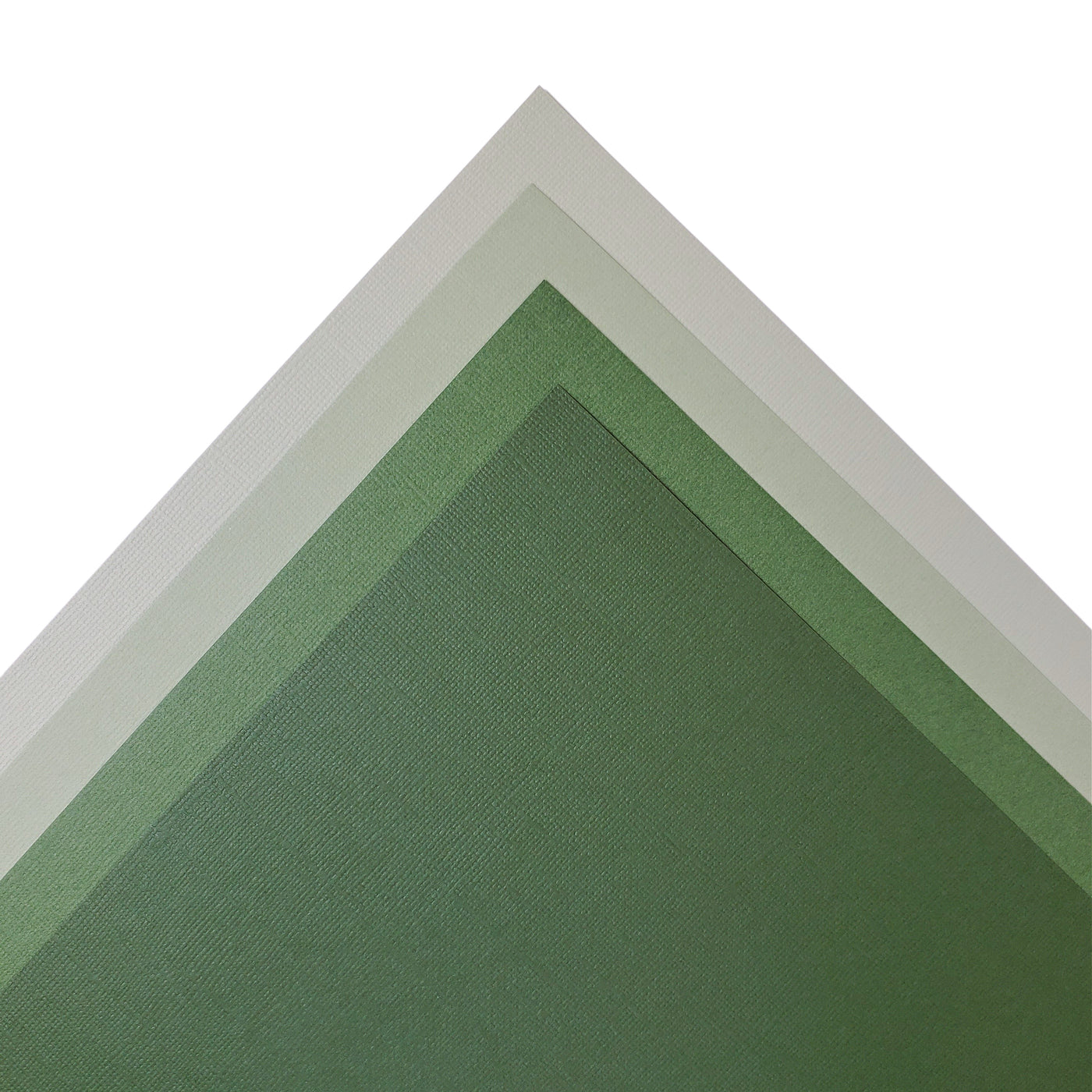 The Dark Green monochromatic assortment includes three (3) each of four (4) shades of green colors of Bazzill textured cardstock.
