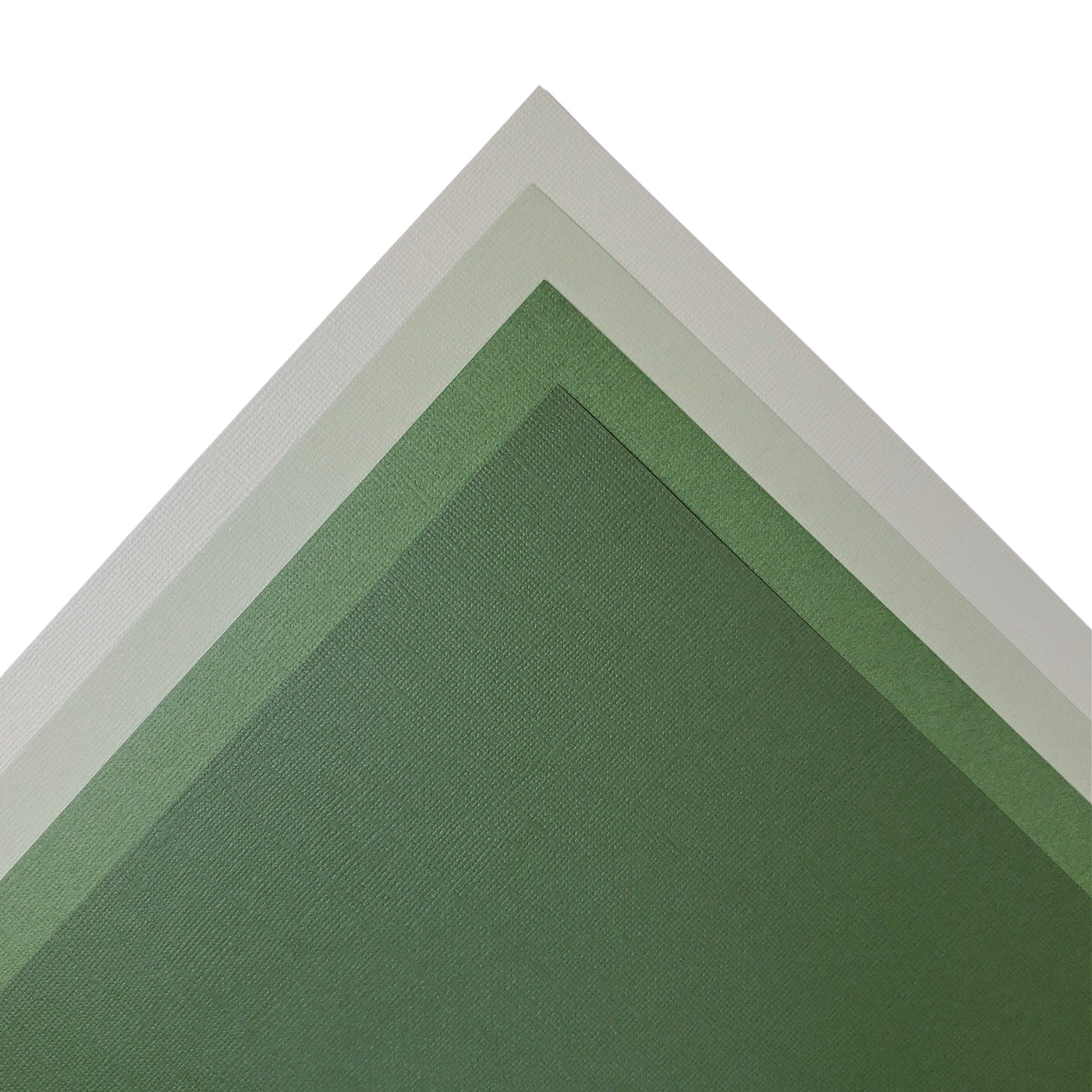 The Dark Green monochromatic assortment includes three (3) each of four (4) shades of green colors of Bazzill textured cardstock.