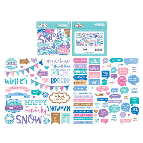 Chit Chat die-cut cardstock pieces are part of the Winter Wonderland Collection from Doodlebug. Perfect for cards, scrapbook pages, tags, journals, planners, and other paper crafting projects. 