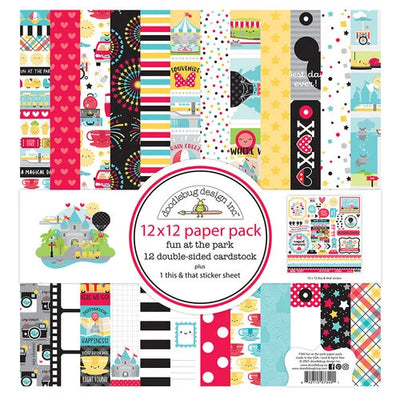12" x 12" double-sided paper pack is part of the Fun at the Park Collection from Doodlebug Design. Kit includes one 12" x 12" sticker sheet.