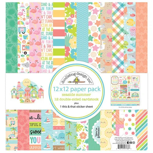 This 12" x 12" double-sided paper pack is part of the Seaside Summer Collection from Doodlebug Design.