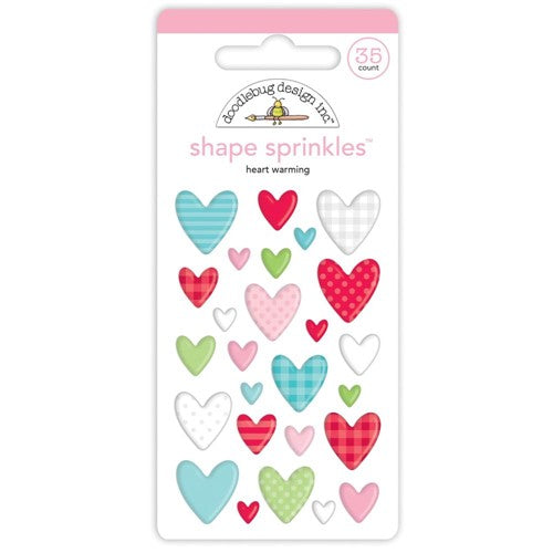 25 Enamel Shape Sprinkles - heart shaped - multiple sizes. Colors - pink, red, blue, white, green