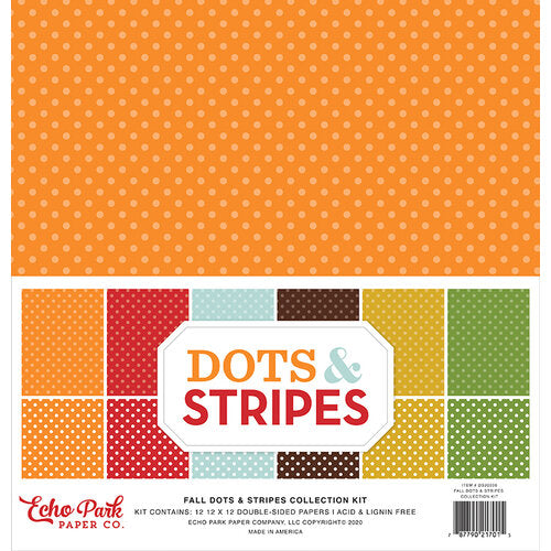 Twelve double-sided sheets with lots of dots in classic Fall colors. A great foundation for holiday paper crafting. Acid-free, archival quality.