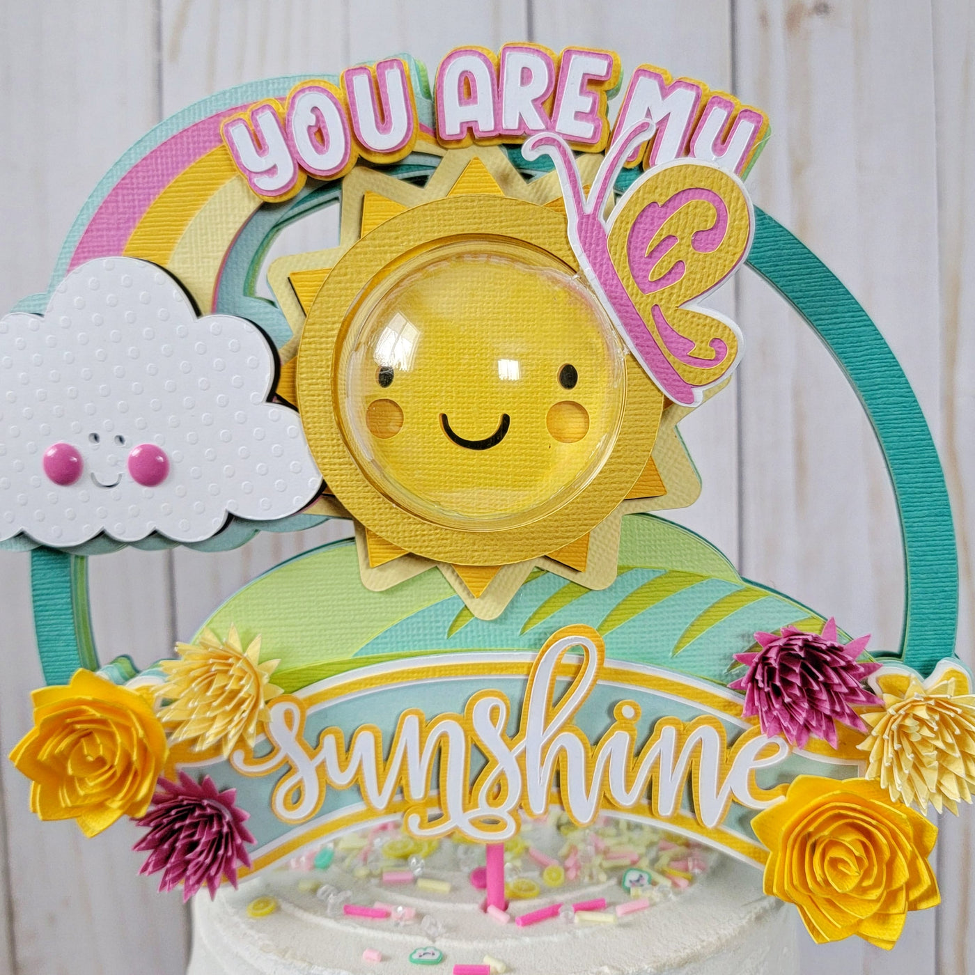 sunshine cake topper using desert marigold Bazzill cardstock