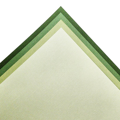 The Forest Green monochromatic assortment includes three (3) each of four (4) shades of green colors of Bazzill textured cardstock.