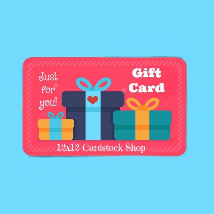 Gift Cards for 12x12 Cardstock Shop. Find over 250 colors of American Crafts and Bazzill Cardstock.