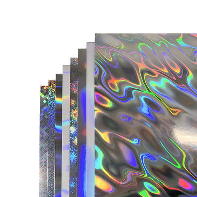 A variety pack with our newest and coolest Holographic papers from Mirri. This sampler has one sheet of each of 8 new holographic cardstocks. 