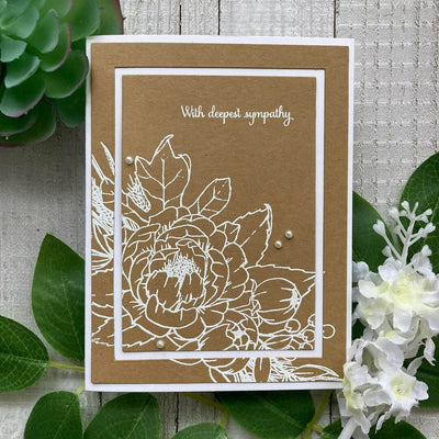 handmade card with white embossing on dark kraft Bazzill Smoothies