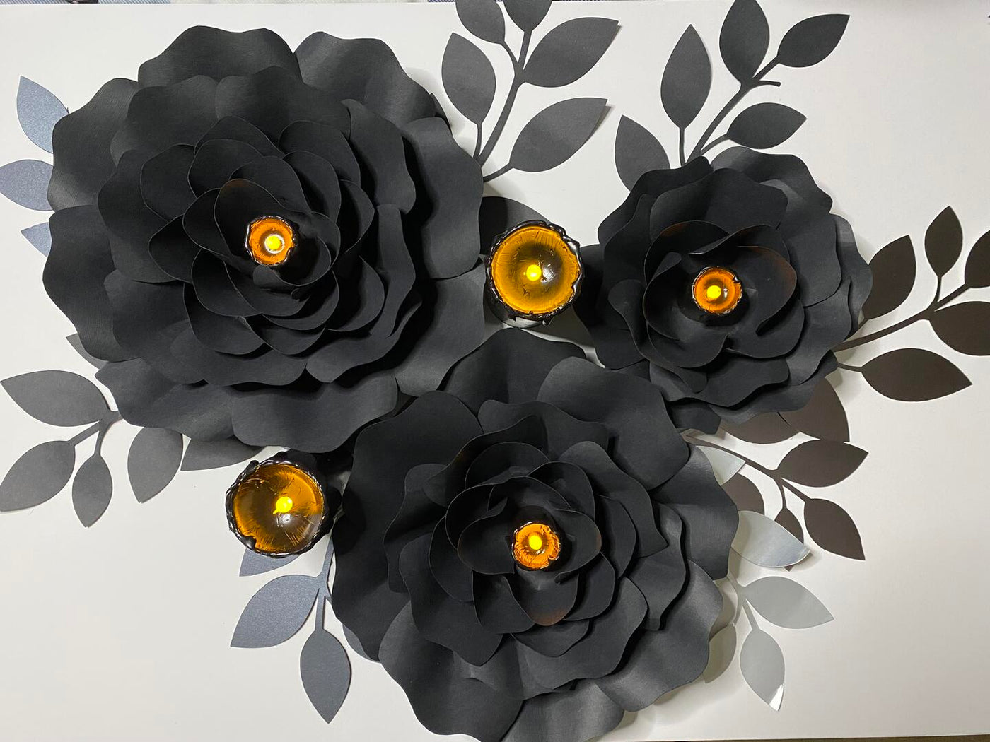 giant paper flowers made with Bazzill cardstock in Raven