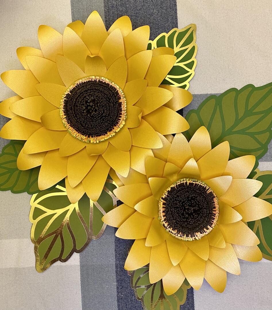Giant paper sunflowers using Bazzill Bling cardstock in Bling