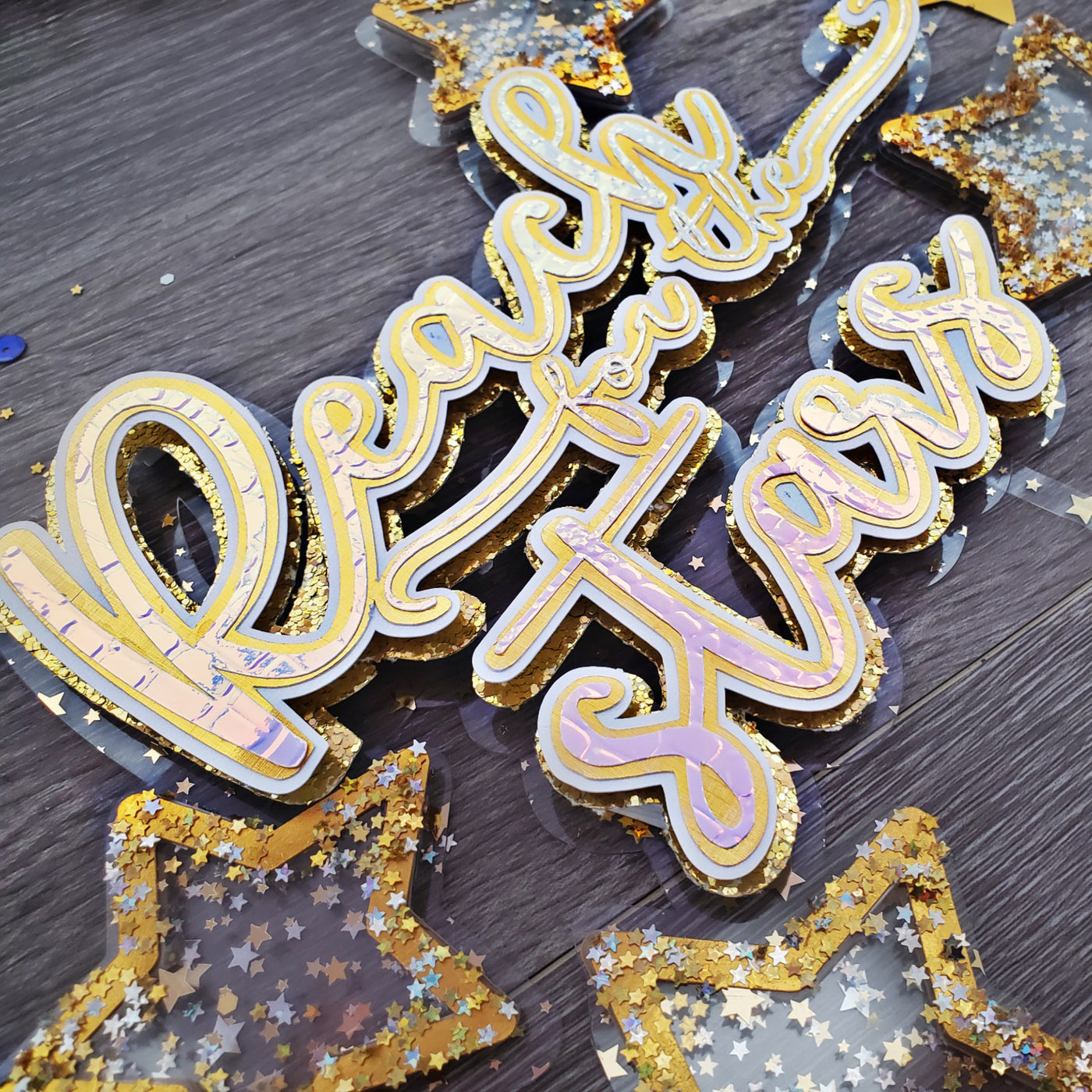 GOLD FOIL STARS on ACETATE - 12x12 Sheet - AC Specialty