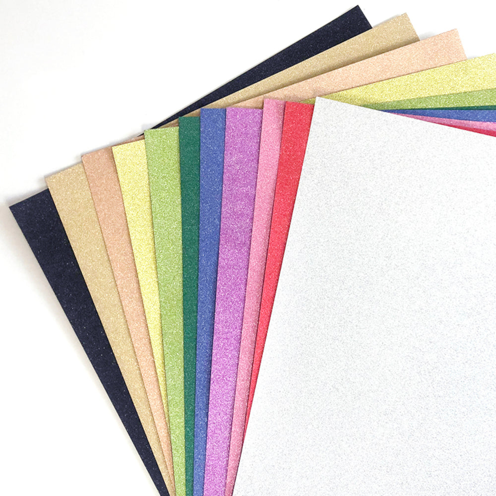 Mirri Sparkle Variety Pack includes all 11 colors of Mirri glitter cardstock in 12x12 sheets