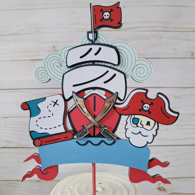 Pirate themed cake topper using American Crafts cardstock in Crimson