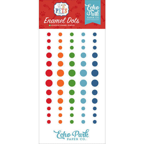 60 Enamel Dots in 5 coordinated colors, three sizes, adhesive back, designed to coordinate with any paper craft project, Echo Park Paper Co.