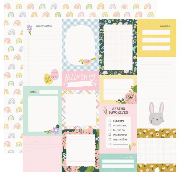 (Side A - Spring and Easter journaling cards, Side B - pastel rainbows on a white background)