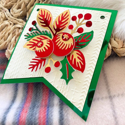 handmade christmas decor made with green and red foil cardstock