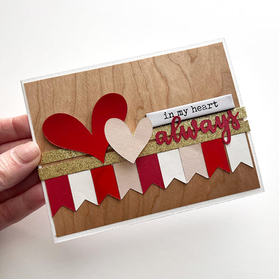 handmade valentine card featuring timberluxe wood paper