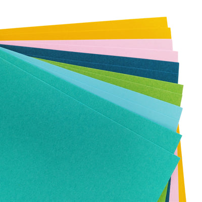 The tropical assortment includes two (2) each of six (6) bright tropical colors of Bazzill textured cardstock.