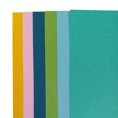 The tropical assortment includes two (2) each of six (6) bright tropical colors of Bazzill textured cardstock.